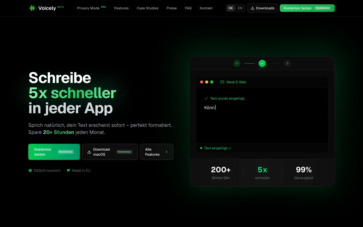 Startseite von voicely.de